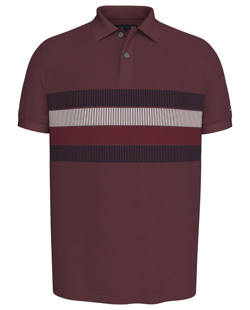 Camisa polo slim fit Tommy Hilfiger rojo oscuro color block para hombre