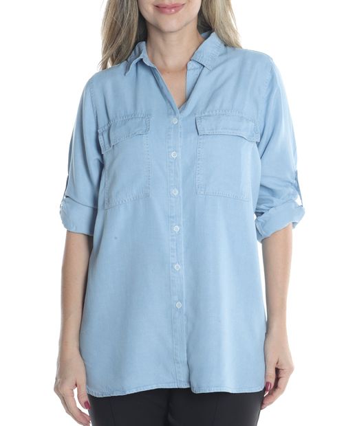 Blusa VS Sport denim manga remangada para mujer