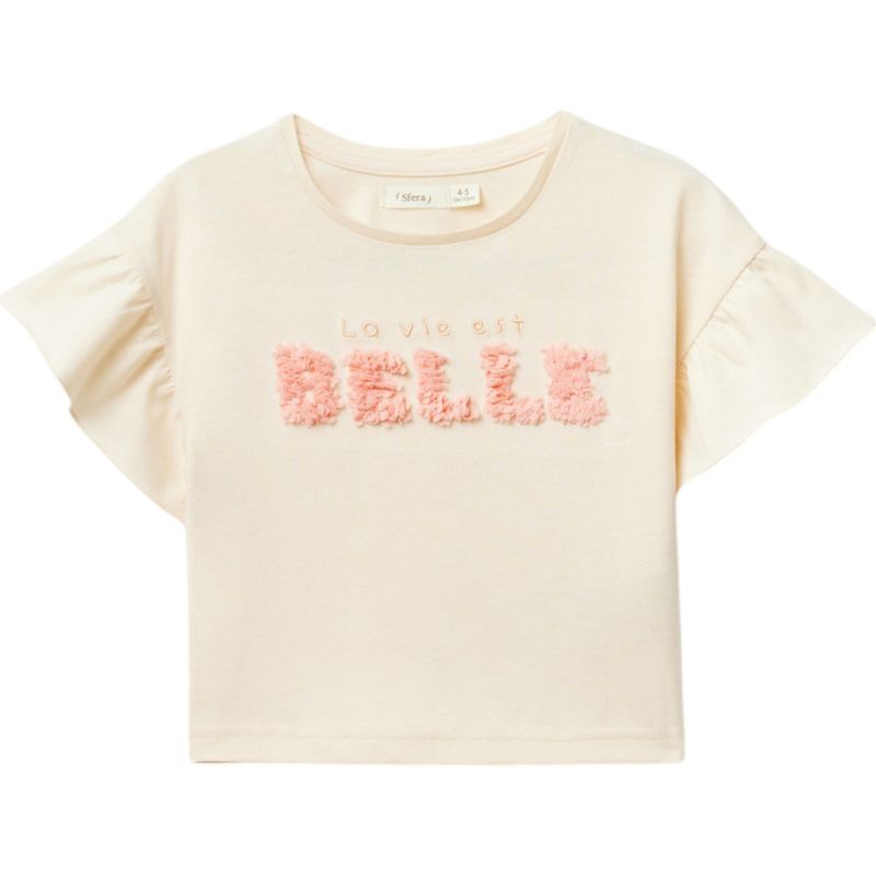 Blusa-beige-con-textura-para-niña-104831833