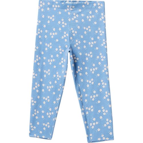 Legging celeste con estampado de flores para niña