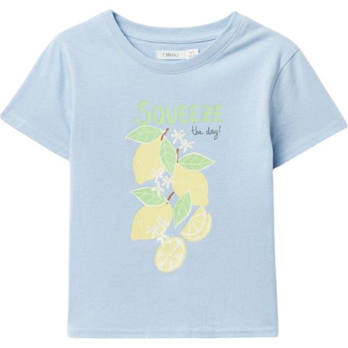 Blusa celeste con estampado de limones para niña