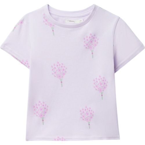 Blusa morada con estampado de flores para niña