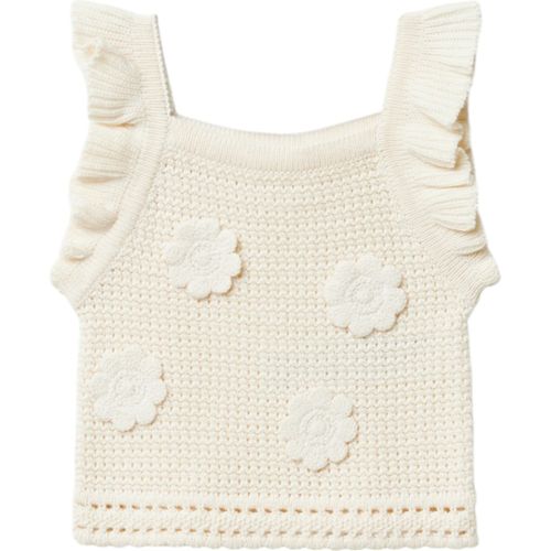 Blusa blanca con crochet para niña