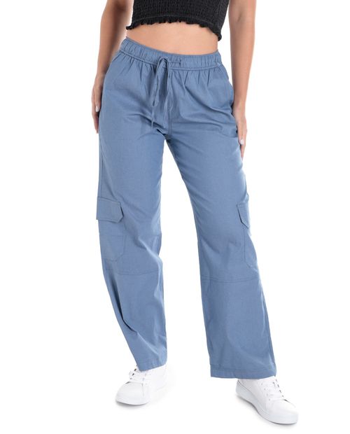 Pantalón Orange cargo azul de cintura alta para mujer