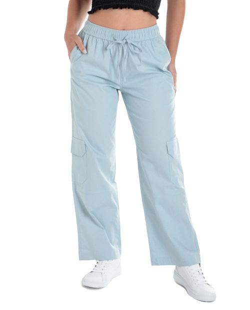 Pantalón Orange cargo celeste de cintura alta para mujer