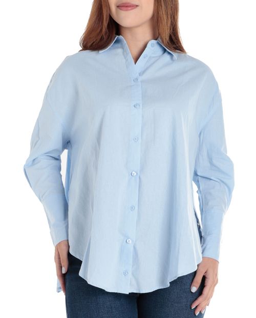 Blusa Orange camisera celeste manga larga para mujer