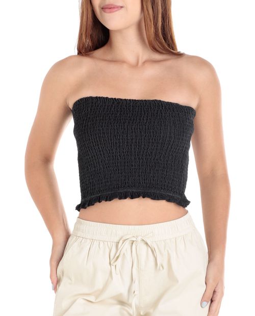 Blusa Orange crop top azul negra para mujer