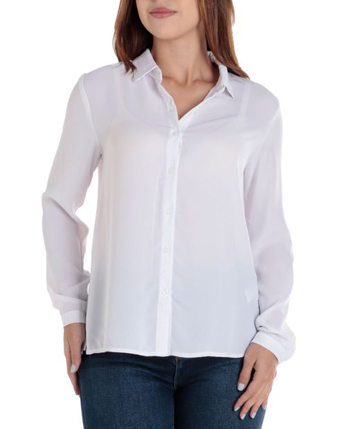 Blusa L.A. Fashion camisera blanca manga larga para mujer