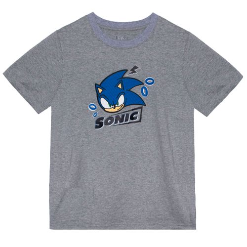 Camiseta gris con estampado de Sonic para niño