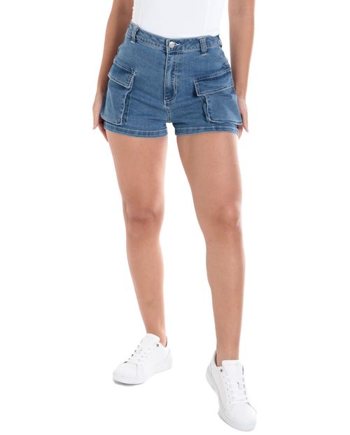 Short Love Tree denim de cintura media para mujer