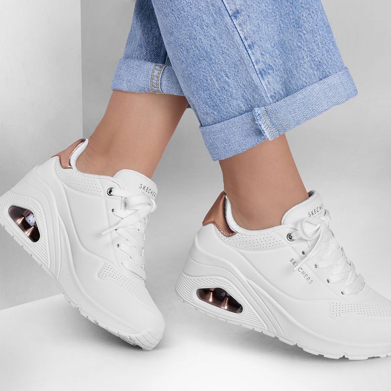 Skechers Uno Tenis Skecher Dama Blancos Zapato Casual Skechers Uno
