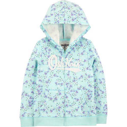 Sudadera verde con estampado de flores para niña
