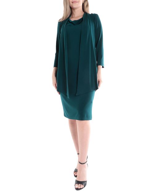 Vestido Connected Apparel formal verde mangas 3/4 para mujer