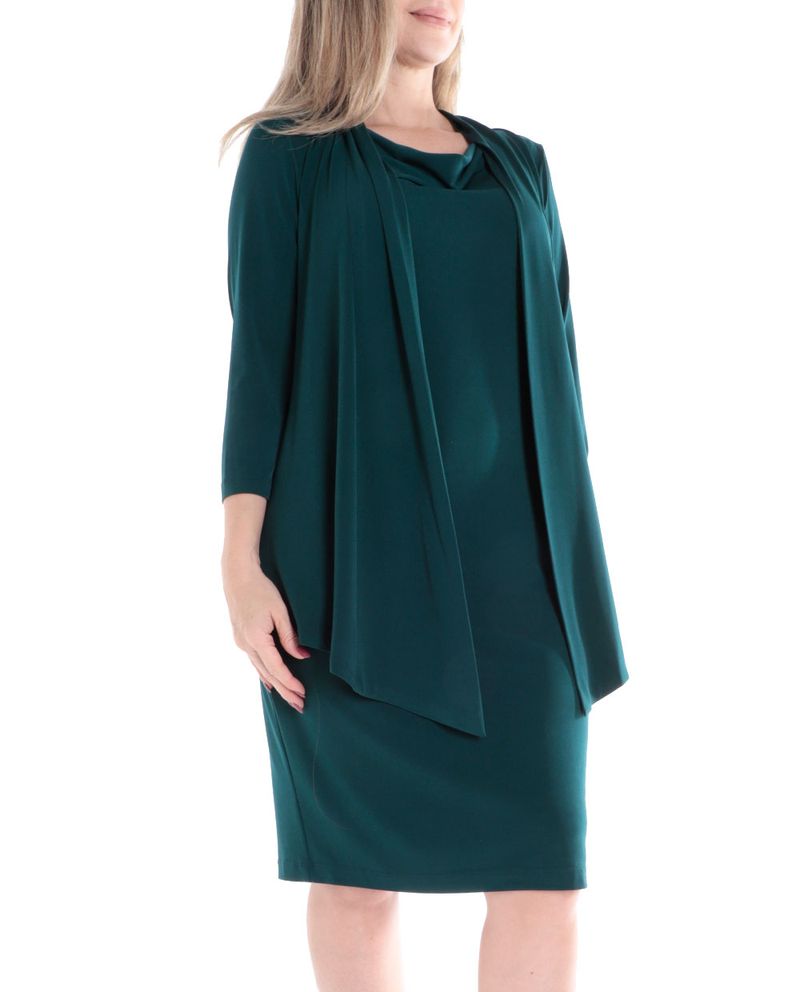 104789991-Vestido-Connected-Apparel-formal-verde-mangas-3-4-para-mujer