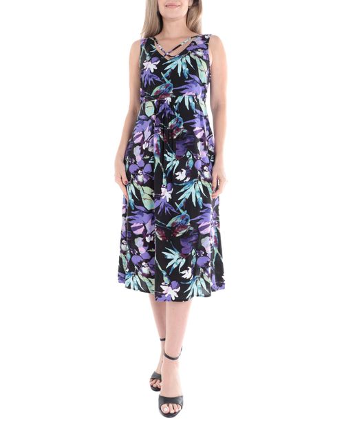 Vestido Connected Apparel midi estampada sin mangas para mujer