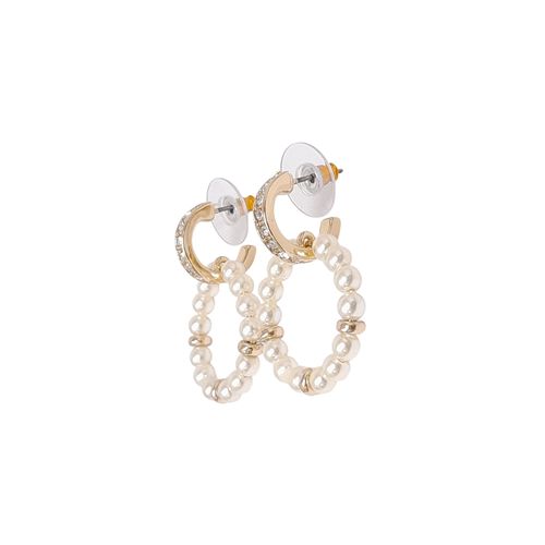 Aretes largos con perlas dorados para mujer