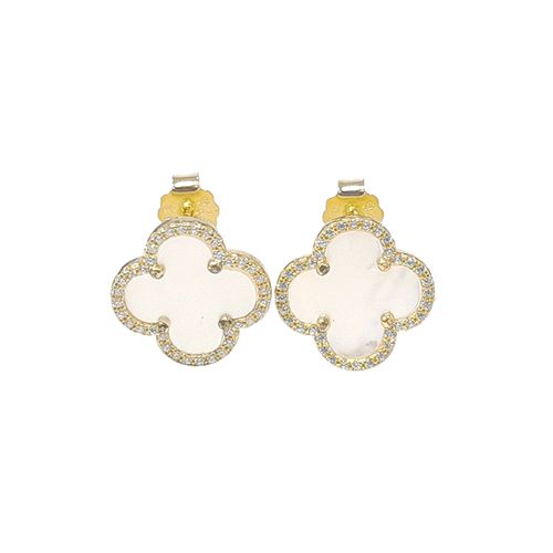 Aretes cortos de plata en baño de oro para mujer