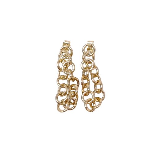 Aretes largos metálicos dorados para mujer