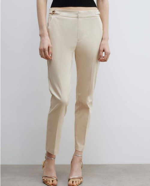 Pantalón Sfera capri beige de cintura alta para mujer
