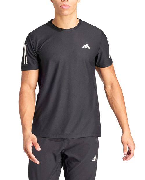 Camiseta deportiva Adidas negra texturizada para hombre