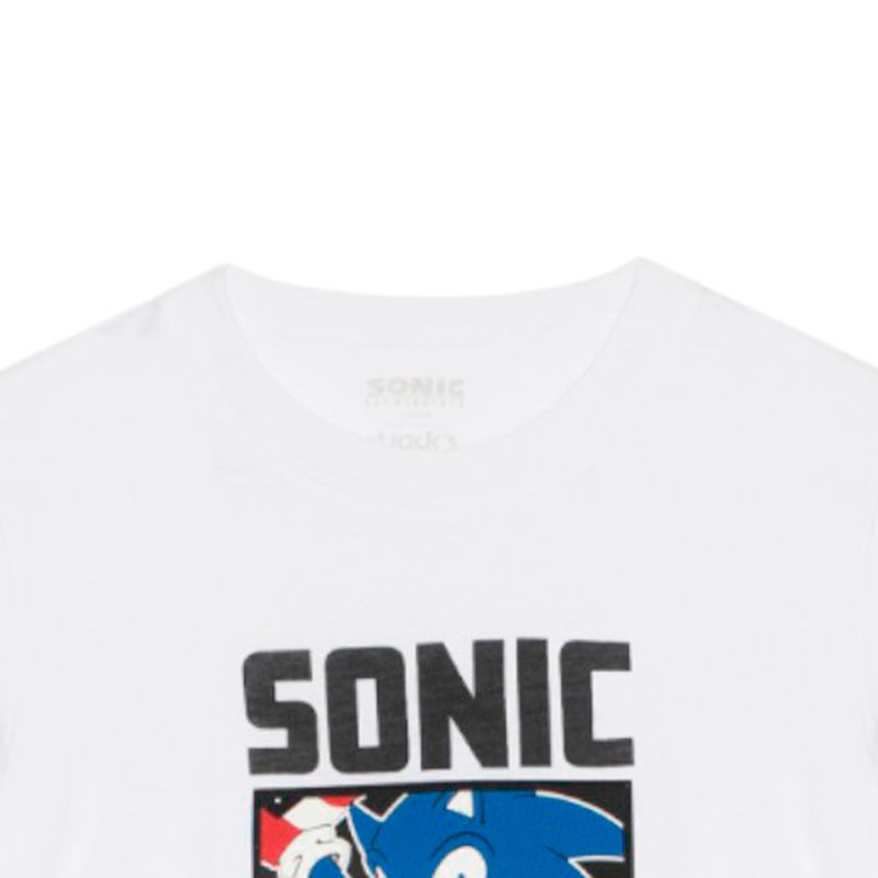 Camiseta-blanca-con-estampado-de-Sonic-para-niño-104750511