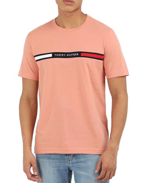 Camiseta Tommy Hilfiger rosada estampada para hombre