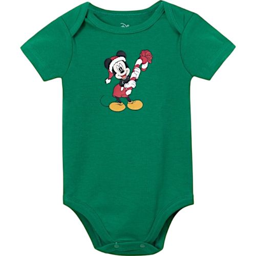 Mameluco verde con estampado de mickey navideño para bebé niño
