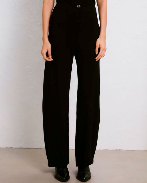 Pantalón Easy Wear wide leg negro de cintura alta para mujer