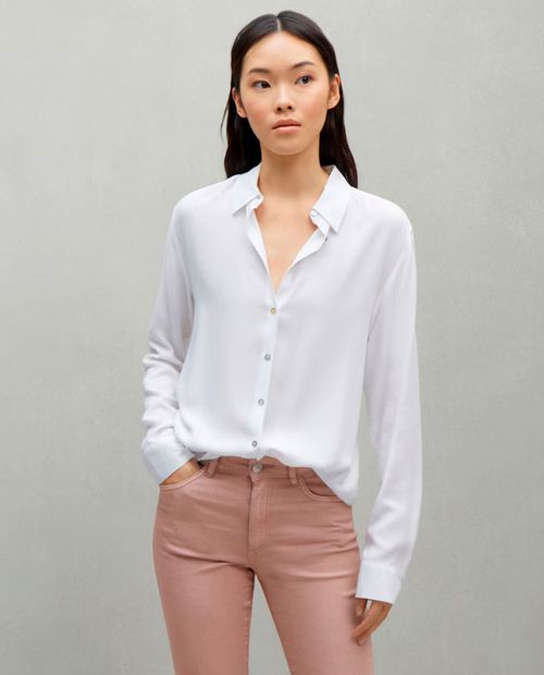 Blusa Easy Wear camisera blanca manga larga para mujer