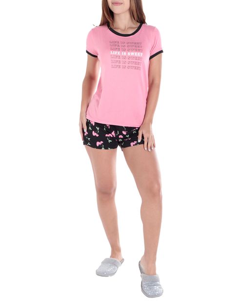 Pijama con short Rene Rofe estampada manga corta para mujer