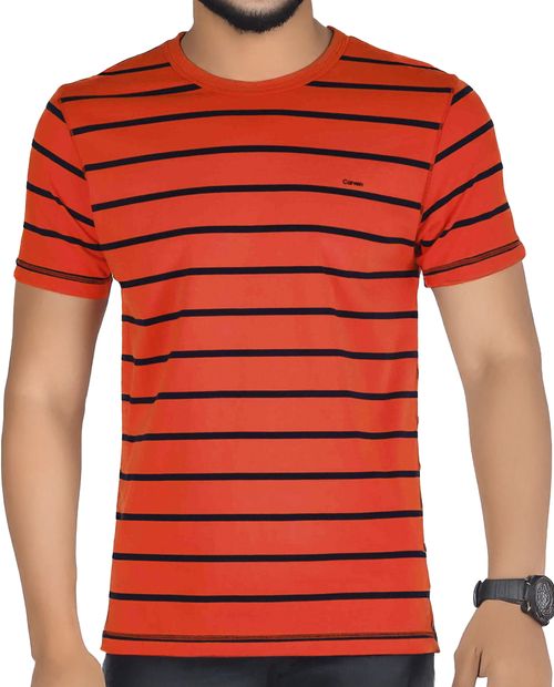 Camiseta Carven anaranjada rayada para hombre