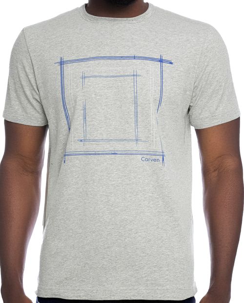 Camiseta Carven gris heather estampado cuadrado para hombre