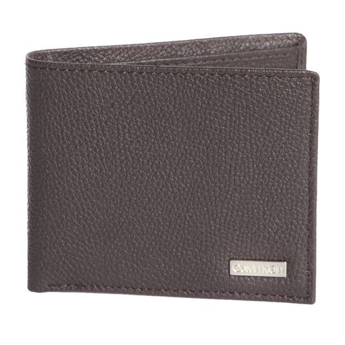 Billetera bifold Calvin Klein café con textura para hombre