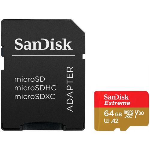 Memoria flash micro SD SanDisk 64GB extreme hasta 170 MB/s