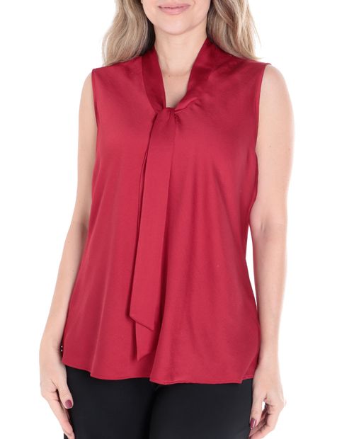 Blusa Kasper Separates formal roja sin mangas para mujer