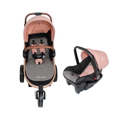 Coche y silla para carro Travel System Maverick rosado-gris