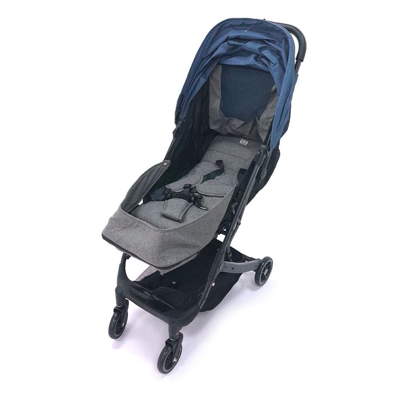 Coche-y-silla-para-carro-para-bebe-compacto-azul-y-gris