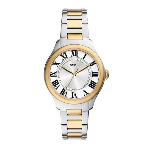 Reloj Fossil análogo de acero inoxidable plateado/dorado para mujer