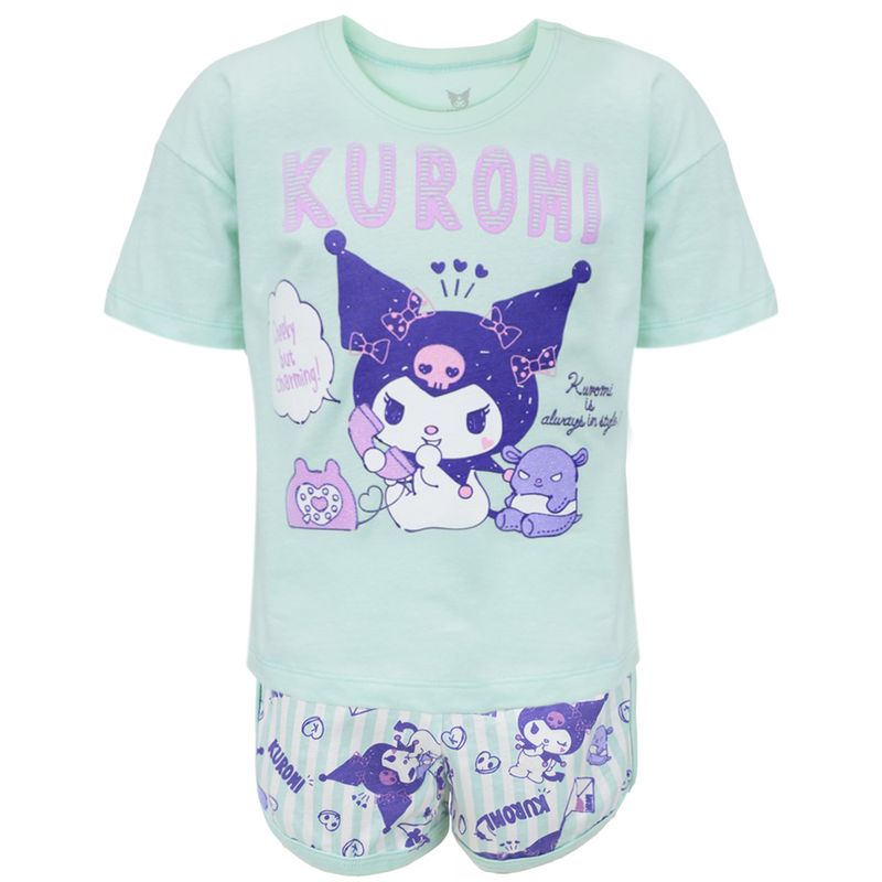 Pijama-de-2-piezas-verde-con-estampado-de-Kuroni-para-niña-104774247