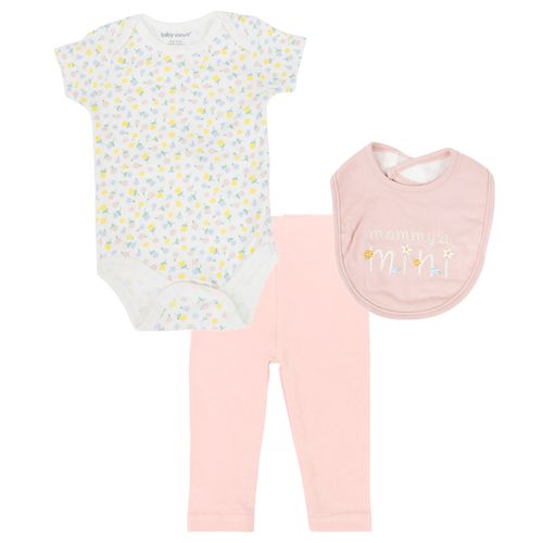 Conjunto de 3 piezas bicolor con estampado de flores para bebé niña