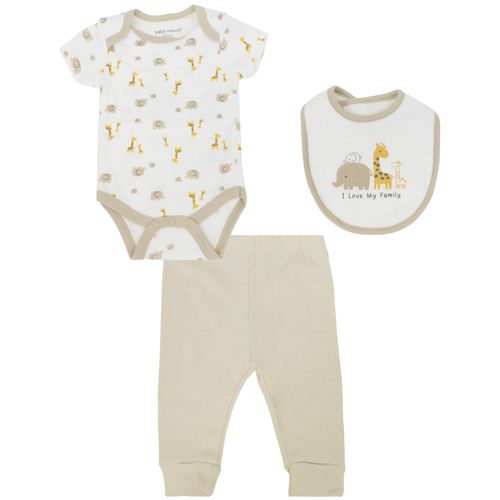 Conjunto de 3 piezas bicolor con estampado de animalitos para bebé niño