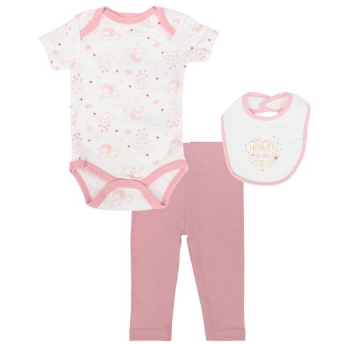 Conjunto de 3 piezas bicolor con estampado de nubes para bebé niña