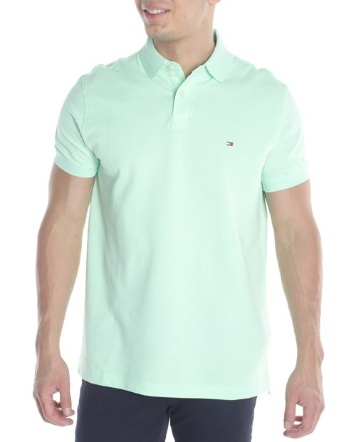 Polo con textura verde menta de corte regular para hombre de Tommy Hilfiger