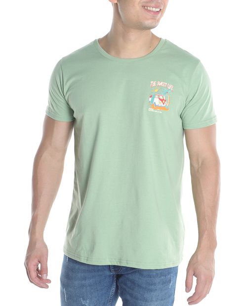 Camiseta Orange verde con estampado "The Sweet Life" para hombre