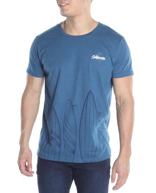 Camiseta Orange navy estampada tablas de surf para hombre