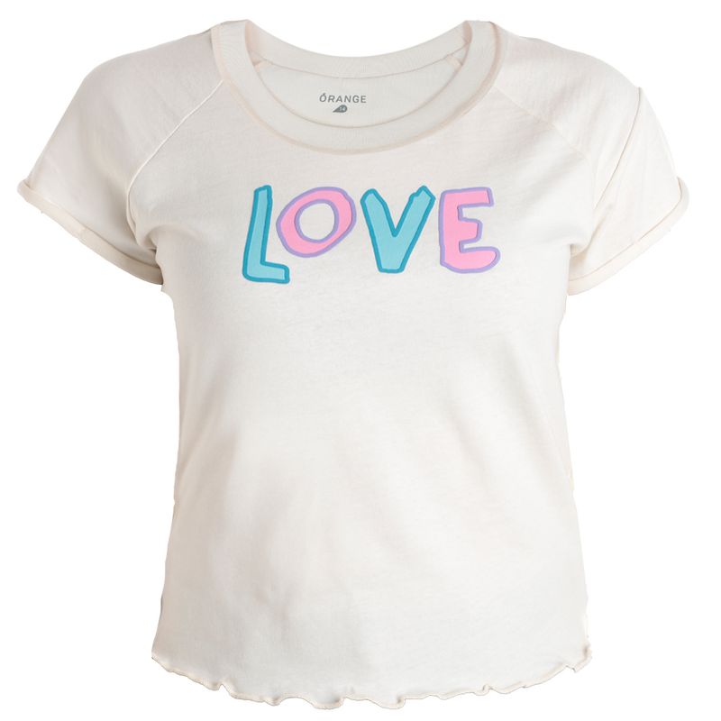 Blusa-beige-con-estampado-para-niña-104793607