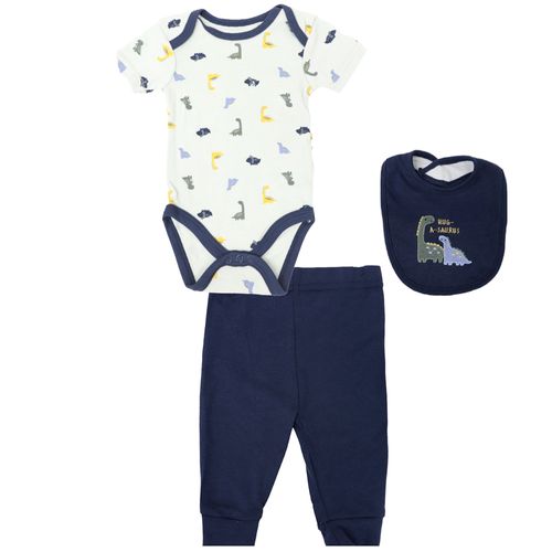 Conjunto de 3 piezas bicolor con estampado de dinosaurios para bebé niño