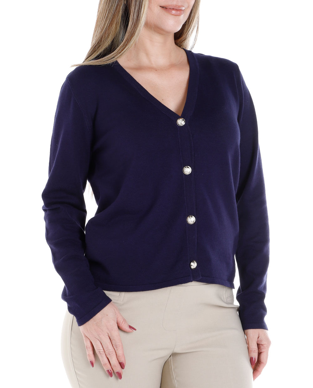 Cárdigan Para Mujer - Ligero, Con Botones, Cuello En V, Bolsillos, De Fibra Acrílica, Cómodo Y Versátil