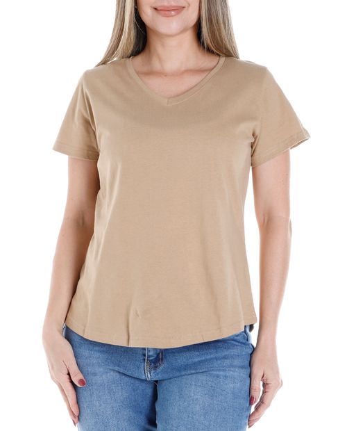 Camiseta Nicolle café manga corta para mujer