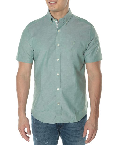 Camisa casual classic fit Nautica verde heather para hombre